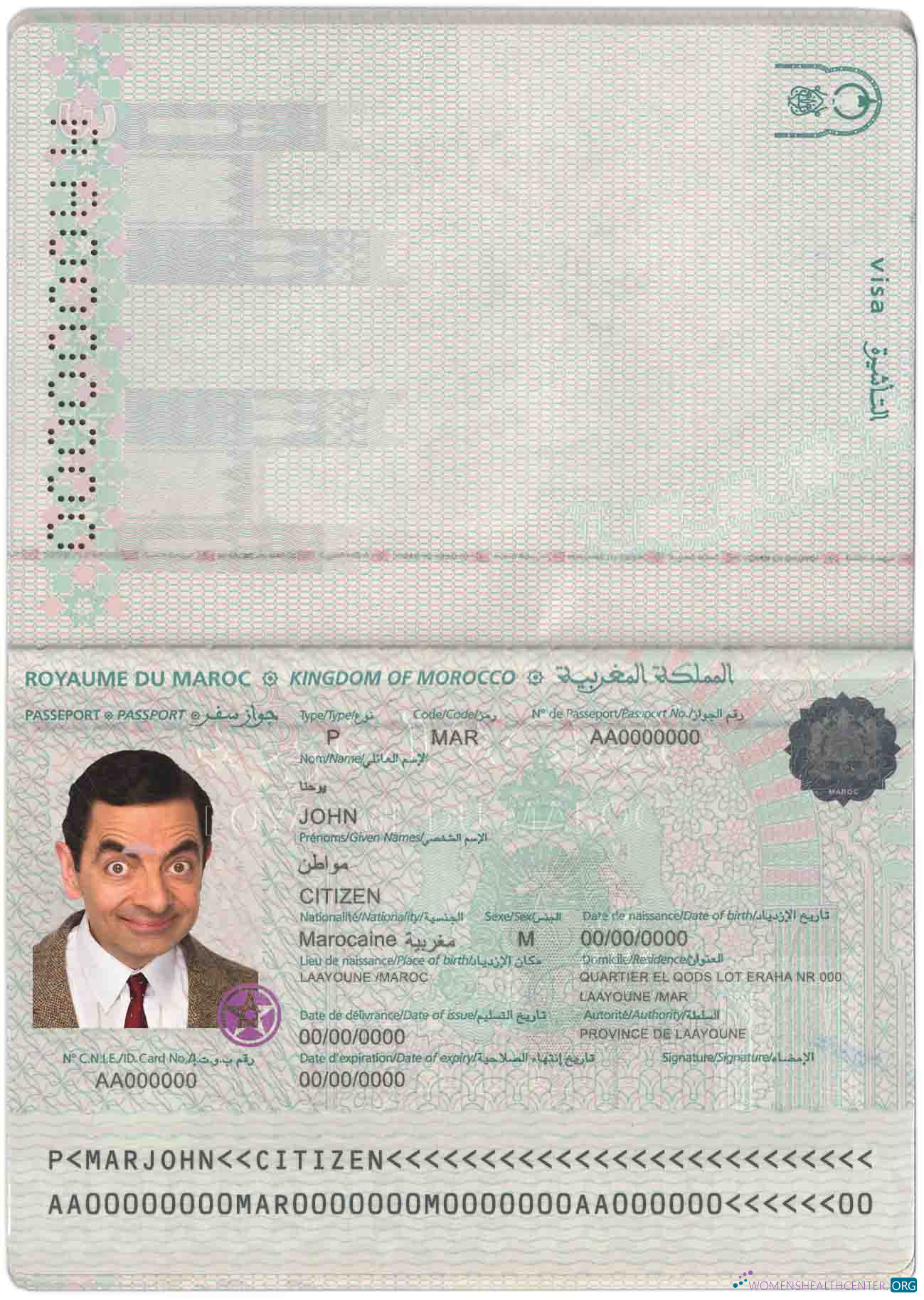 Download Morocco passport Photoshop template